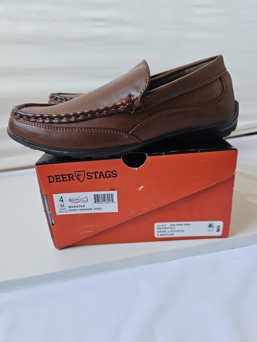 Deer Stags Kids Booster Slip-On Loafers - Dark Luggage Brown, Size 4M - Picture 15 of 16